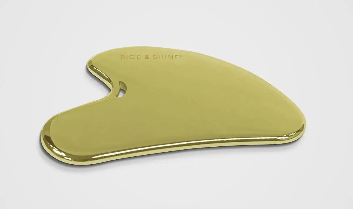 Gua Sha de Acero Inoxidable Oro | Masaje Facial Reafirmante Rice & Shine